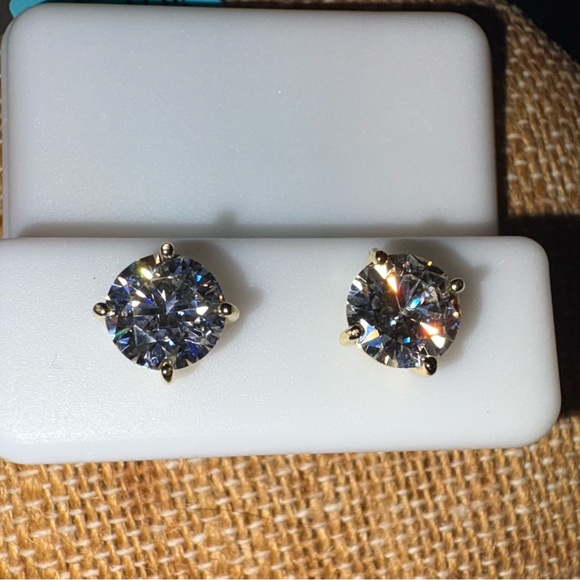 14 K Gold Over Solid Sterling Silver 2.4 Carat Moissanite Earrings. $699 retail - Picture 3 of 8